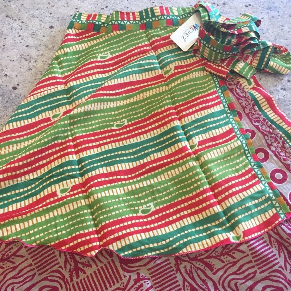 24in Magic Wrap Upcycled Silk Sari Skirt Reversible multi-function Dress BOHO
